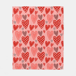 Cute Whimsical Hearts Fleece Blanket