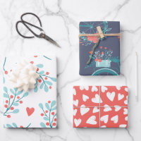 Cute Whimsical Hearts Flowers Pattern Navy Blue