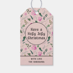 Cute Whimsical Holly Jolly Christmas  Gift Tags