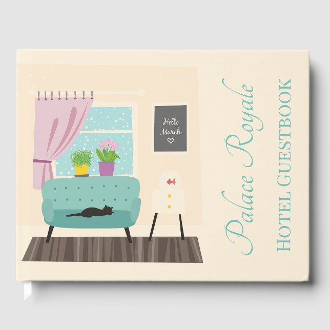 Cute whimsical hotel Bed and Breakfast Guest Book (Front)