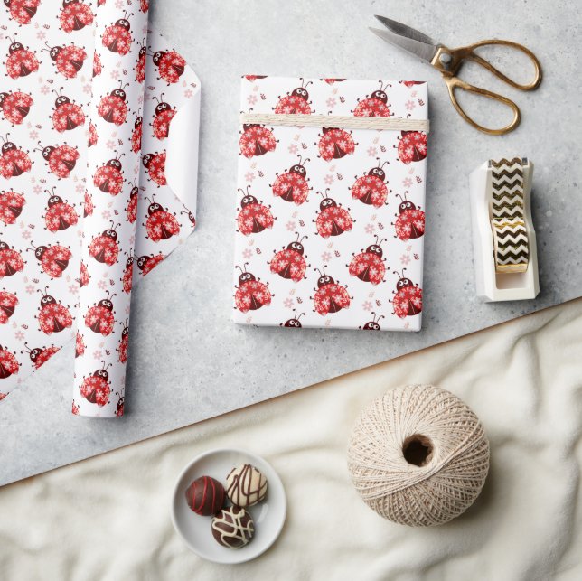 Cute Whimsical Ladybugs Wrapping Paper (Crafts)