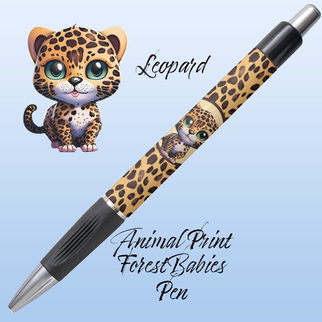 Cute Whimsical Leopard Safari Jungle Animal Print (Leopard Kitty Cat Customizable ForestBabies Feline Kitten Animal Print Pen 🐆)
