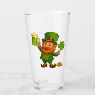 Cute/whimsical leprechaun Saint Patrick's Day Glass