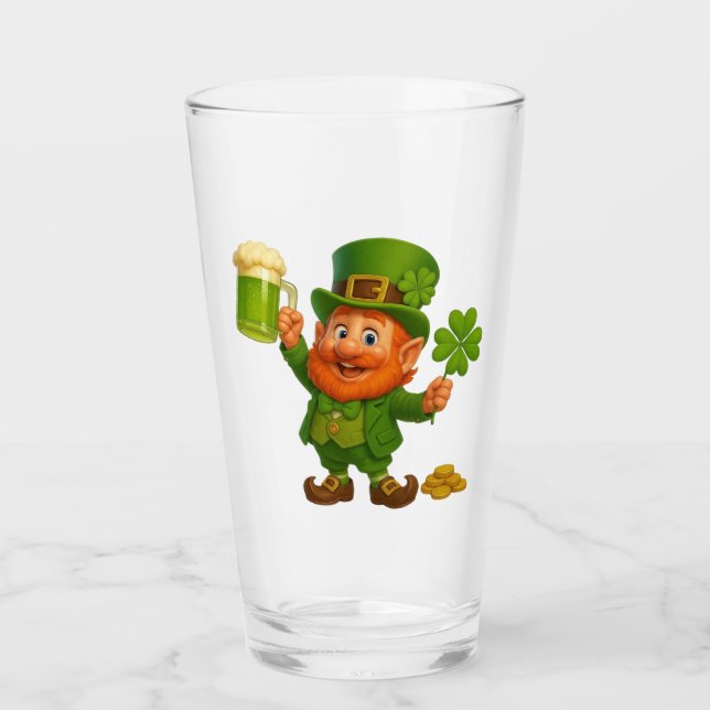 Cute/whimsical leprechaun Saint Patrick's Day  Glass (Front)