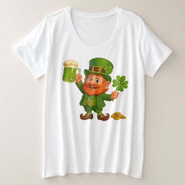 Cute/whimsical leprechaun Saint Patrick's Day  Plus Size T-Shirt (Design Front)