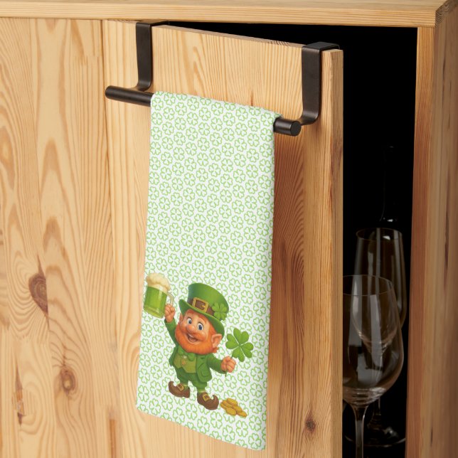 Cute/whimsical leprechaun Saint Patrick's Day  Tea Towel (Thirds Fold)