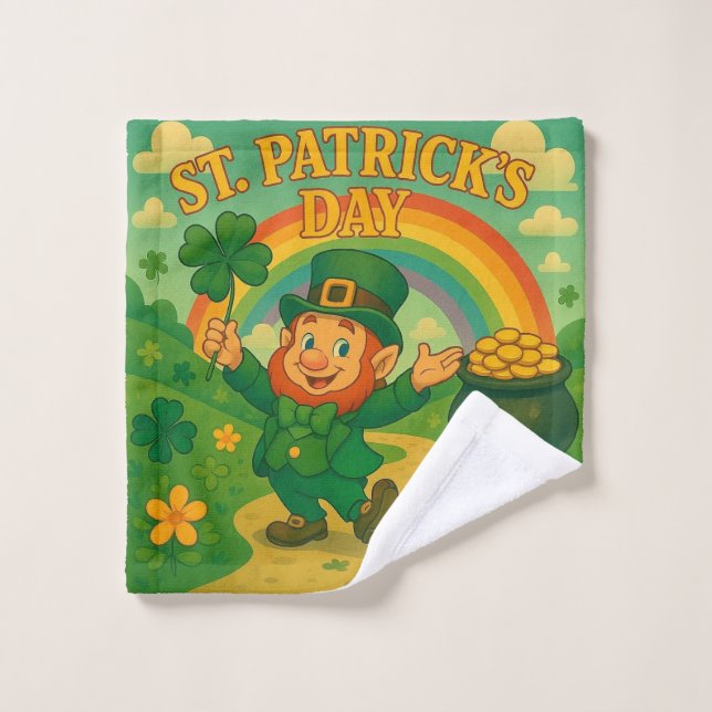 Cute, whimsical leprechaun Saint Patrick's Day   Wash Cloth (Wash Cloth)