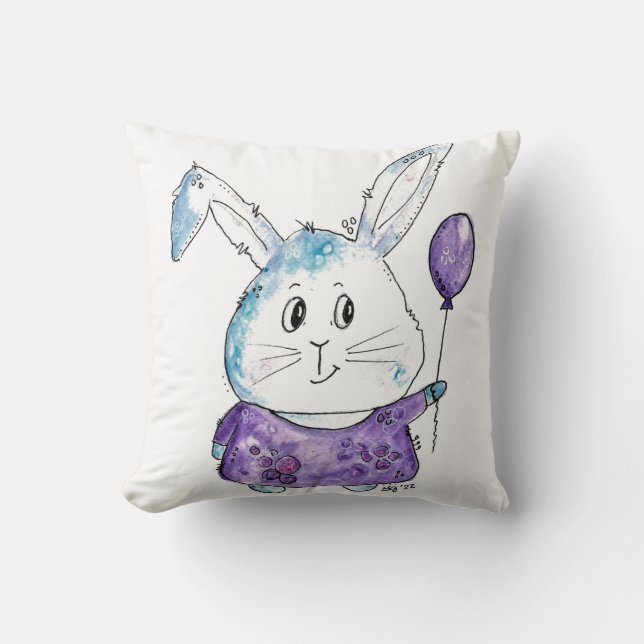 Cute Whimsical Little Bunny Cushion (Front)