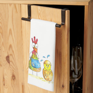 Cute Whimsical Mama Chicken with Baby Tea Towel