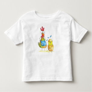 Cute Whimsical Mama Chicken with Baby Toddler T-Shirt