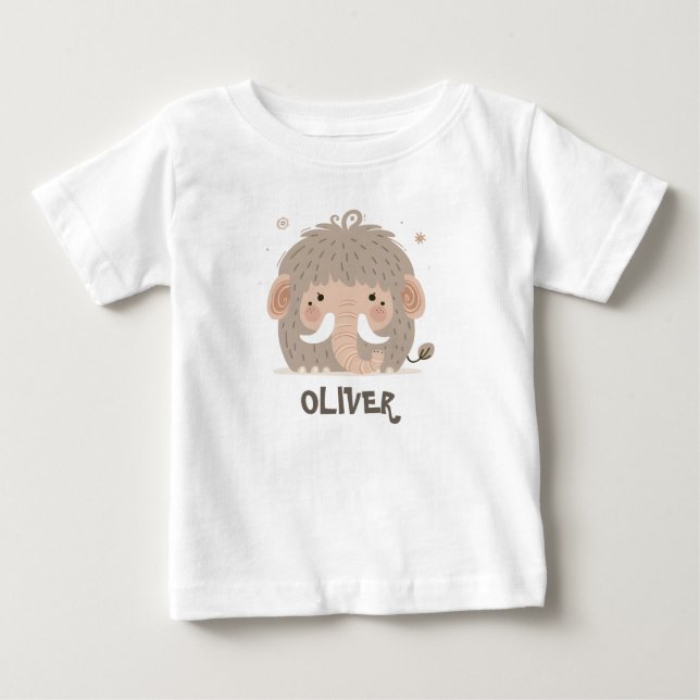 Cute Whimsical Mammoth Baby T-Shirt (Front)