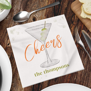 Cute Whimsical Martini Cocktail Simple Party Napkin