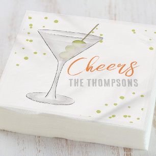 Cute Whimsical Martini Cocktail Simple Party Napkin