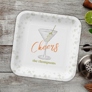 Cute Whimsical Martini Cocktail Simple Party Paper Plate