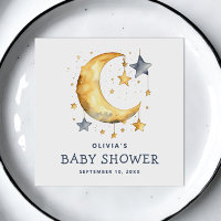 Cute whimsical moon & stars celestial baby shower 