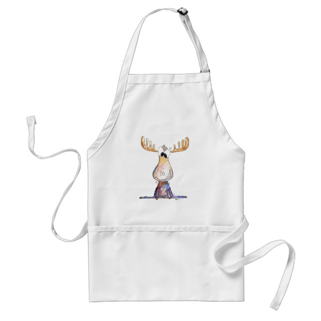 Cute Whimsical Moose Standard Apron (Front)