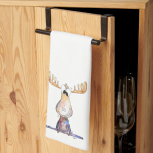 Cute Whimsical Moose Tea Towel