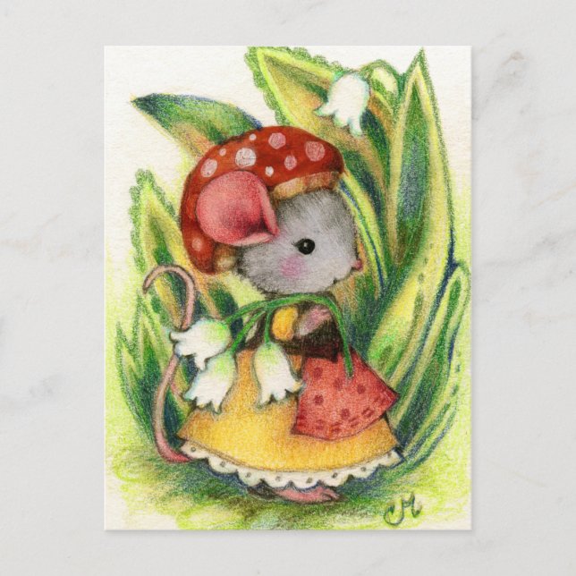 Cute Whimsical Mouse Fantasy Art Postcard (Front)