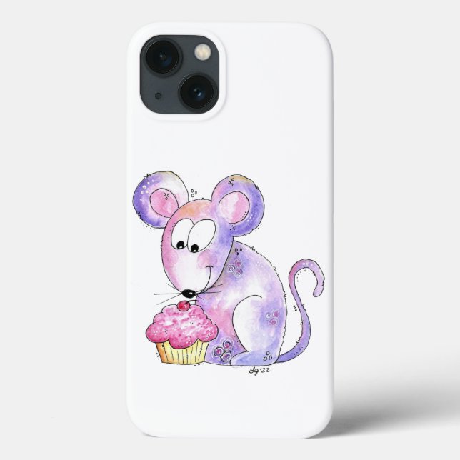 Cute Whimsical Mouse with a Cupcake Case-Mate iPhone Case (Back)