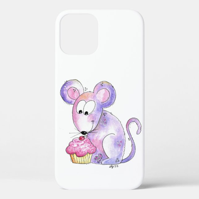 Cute Whimsical Mouse with a Cupcake Case-Mate iPhone Case (Back)
