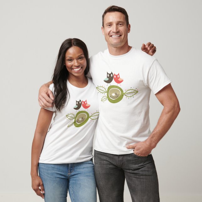 Cute Whimsical Nesting Owls Baby Shower Family T-Shirt (Unisex)