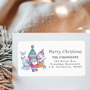 Cute Whimsical Nordic Doodle Christmas Address Label