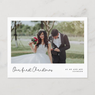 Cute whimsical Our first Christmas photo Postcard