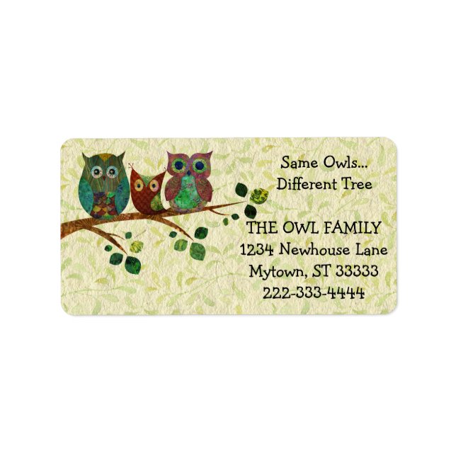 Cute Whimsical Owls Change of Address Label (Front)