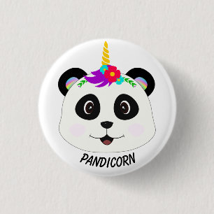 Cute Whimsical Panda Unicorn Pandicorn 3 Cm Round Badge