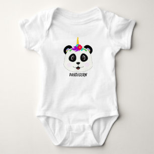 Cute Whimsical Panda Unicorn Pandicorn Baby Bodysuit