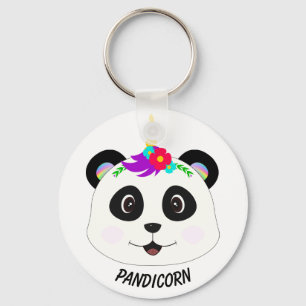 Cute Whimsical Panda Unicorn Pandicorn Key Ring