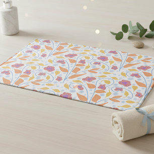 Cute Whimsical Pastel Floral Bath Mat