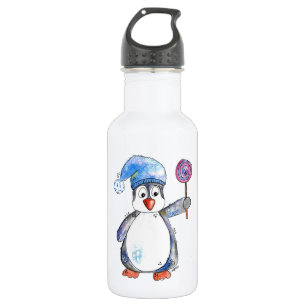 Cute Whimsical Penguin with a Lollipop 532 Ml Water Bottle