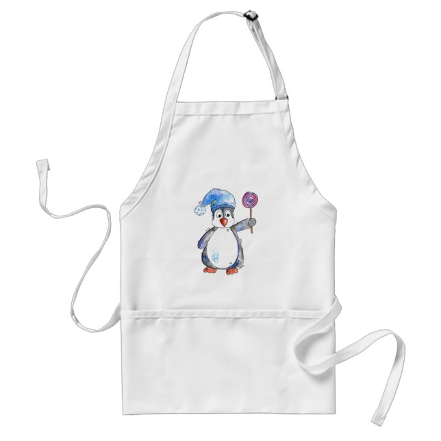 Cute Whimsical Penguin with a Lollipop Standard Apron (Front)