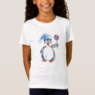 Cute Whimsical Penguin with a Lollipop T-Shirt