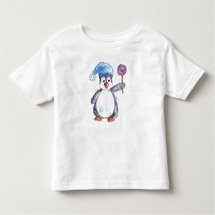 Cute Whimsical Penguin with a Lollipop Toddler T-Shirt