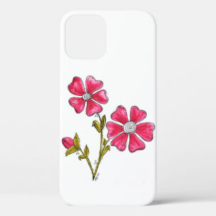 Cute Whimsical Pink Flowers iPhone 12 Case