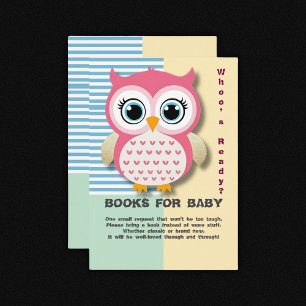 Cute Whimsical Pink Owl Baby Shower Enclosure Card