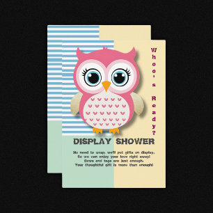 Cute Whimsical Pink Owl Baby Shower Enclosure Card