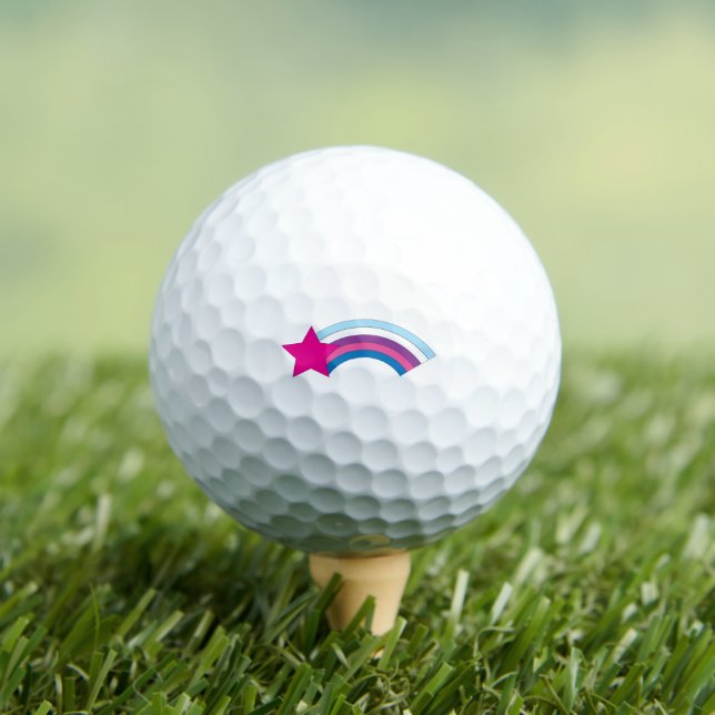 Cute Whimsical Pink Star Rainbow Golf Balls (Insitu Tee)