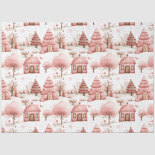 Cute Whimsical Pink Winter Wonderland Christmas Tissue Paper