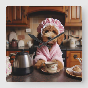 Cute Whimsical Puppy Funny Dog Wall Clock