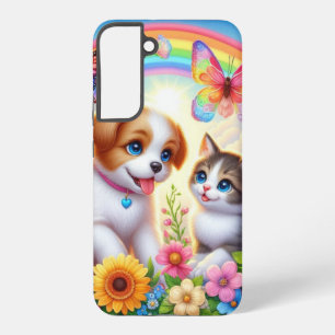 Cute/whimsical puppy/kitten rainbow samsung galaxy case
