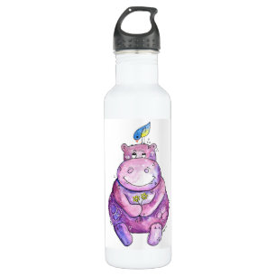 Cute Whimsical Purple Hippo 710 Ml Water Bottle
