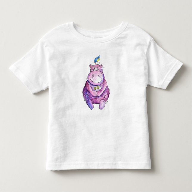 Cute Whimsical Purple Hippo Toddler T-Shirt (Front)