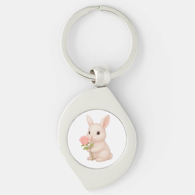  Cute & Whimsical Rabbit Charm Key Ring (Front)