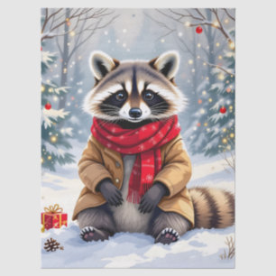 Cute Whimsical Racoon Christmas Tissue Paper