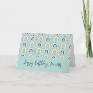 Cute Whimsical Rainbow Pattern Birthday Card