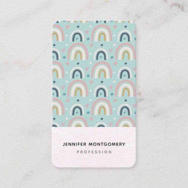 Cute Whimsical Rainbow Pattern Business Card (Front)