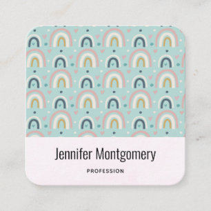 Cute Whimsical Rainbow Pattern Square Business Card